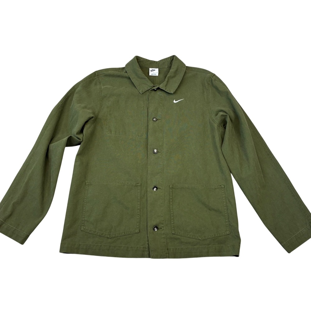 Nike Chore Coat Mens Small Green Canvas Button Up Jacket DQ5184-326 Workwear